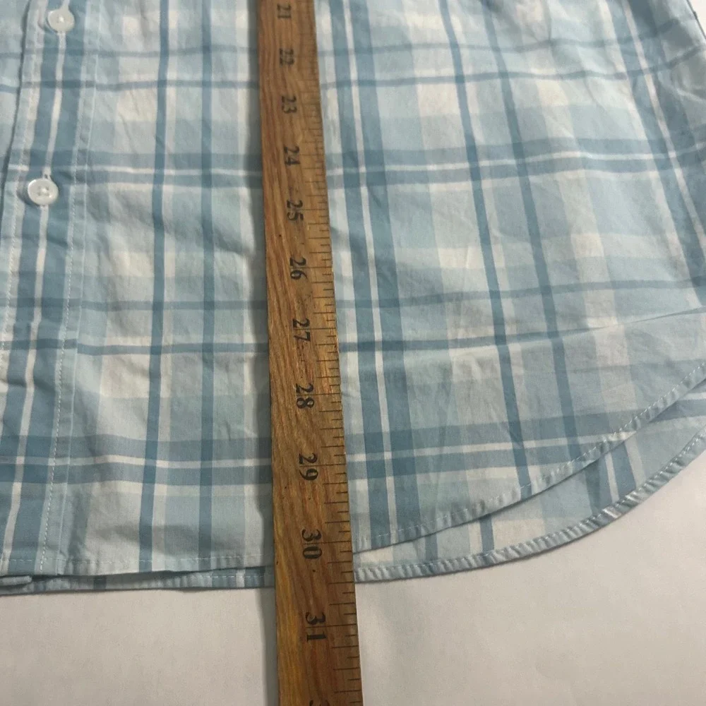 J.Crew Mens XL Slim Flex Washed Plaid Button‎ Down Shirt Blue White
